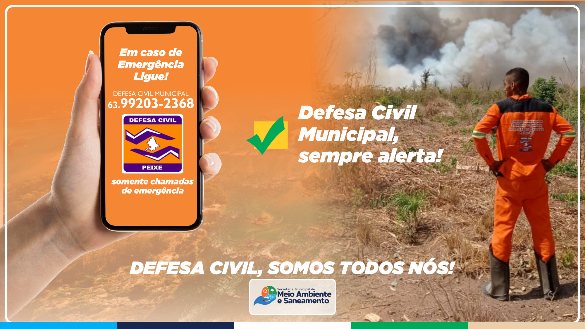 PREFEITURA DE PEIXE DIVULGA CONTATO DA DEFESA CIVIL PARA A POPULAÇÃO